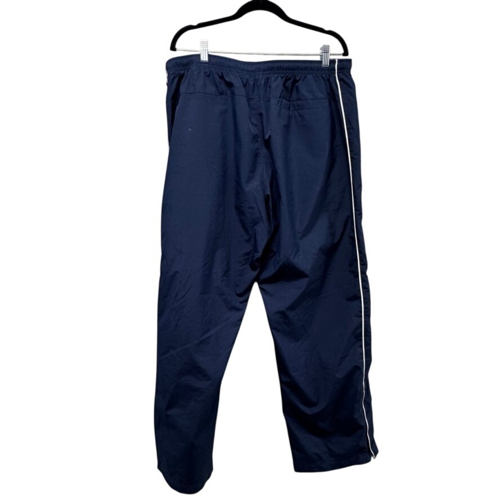 Nike Mens XXL Navy Blue Track Pants Mesh Lined White Stripe Windbreaker Joggers - Picture 2 of 9